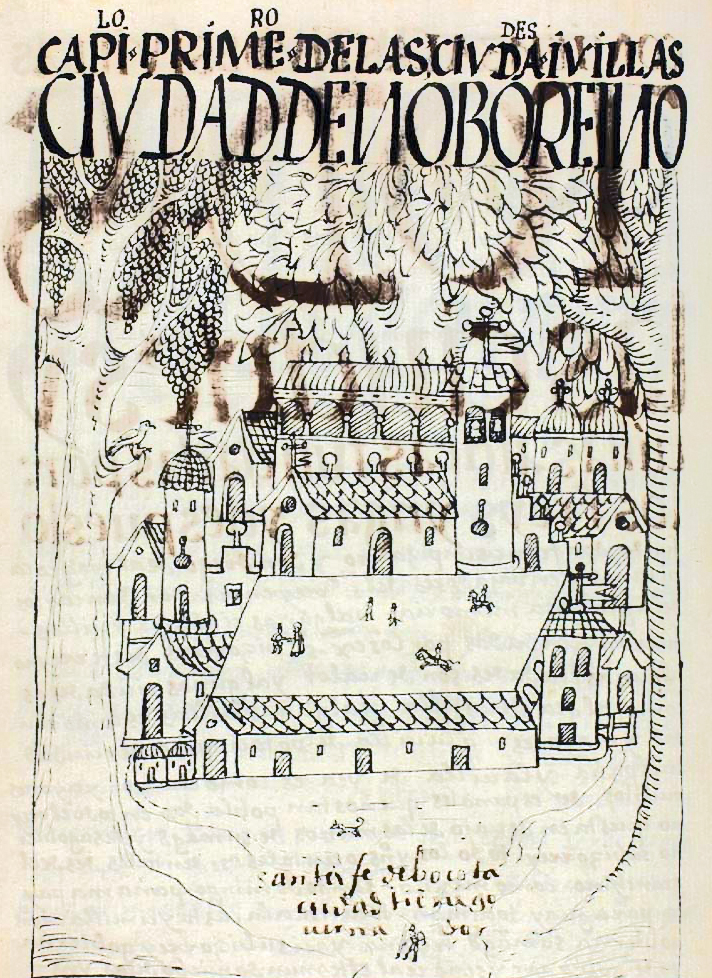 Drawing by Guaman Poma of Santafe de Bogotá